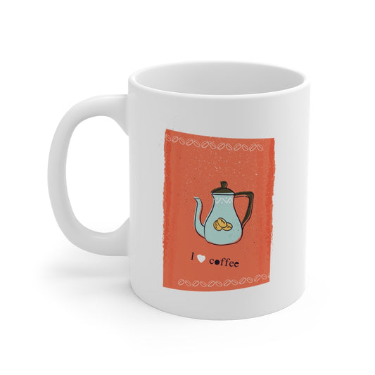 I Heart Coffee {orange} Mug 11oz