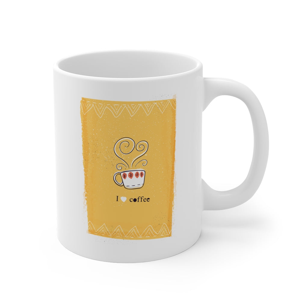 I Heart Coffee {yellow} Mug 11oz