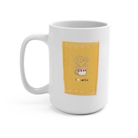 I Heart Coffee {yellow} Mug 15oz