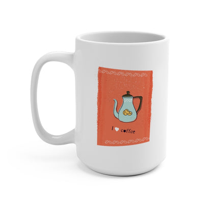 I Heart Coffee {orange} Mug 15oz