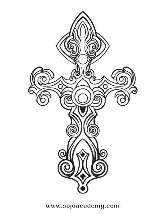 Glorious Gospel Cross Coloring Page