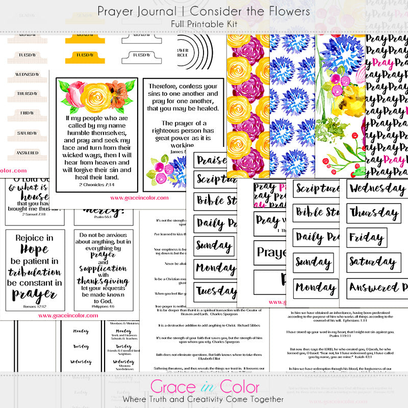 {Create it Yourself} Prayer Journal Kit | Consider the Flowers