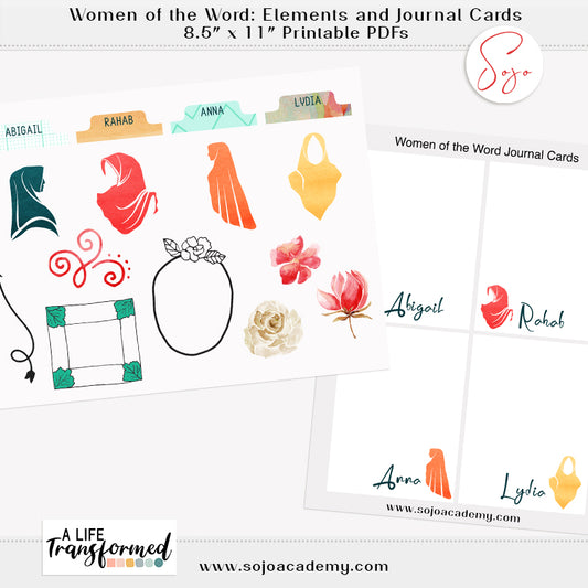 Women of the Word Elements and Journal Cards: 2 pages
