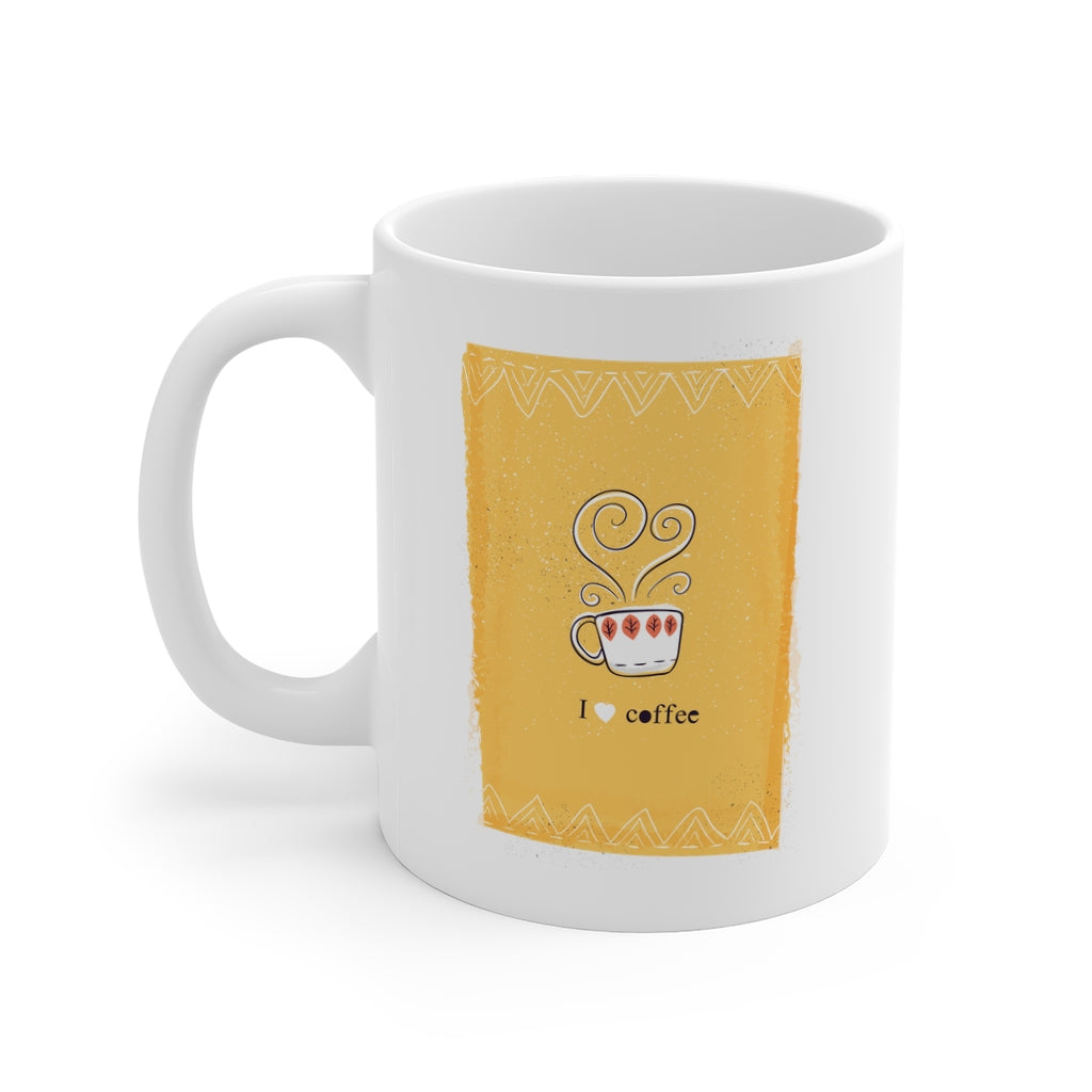 I Heart Coffee {yellow} Mug 11oz